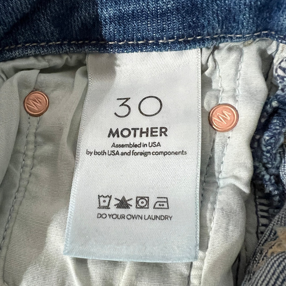 MOTHER JEANS WOMENS SIZE 30 THE ROLLER FRAY HIGH-RISE WIDE LEG FLARE BLUE NEW - Picture 7 of 13